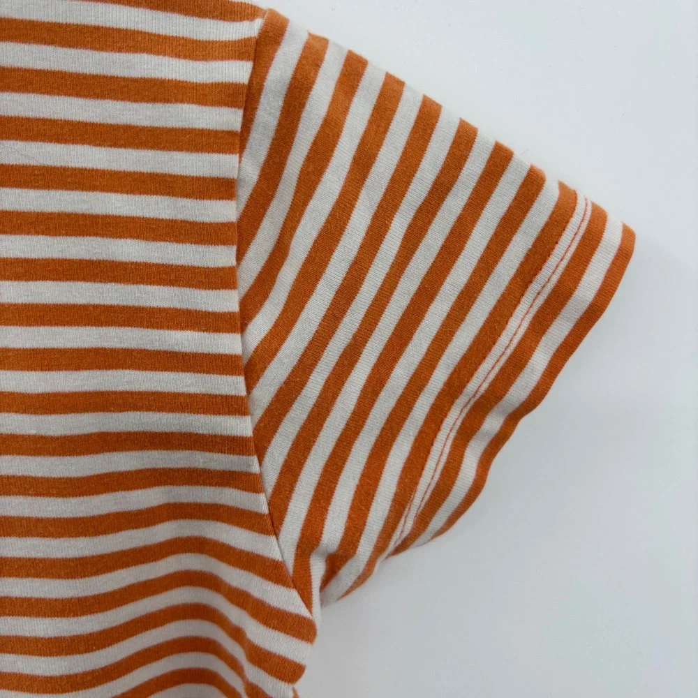 Ralph Lauren Kids Striped Short Sleeve T-Shirt‎ Medium Orange White Pony Logo